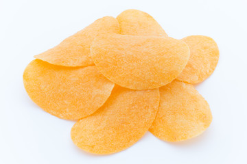 Potato chips on the papric. Eco food.