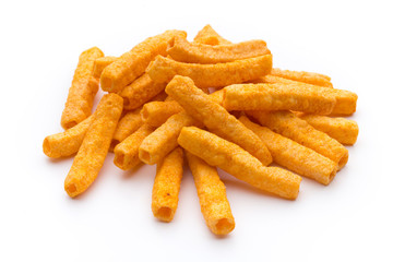Potato fry on white isolated background.