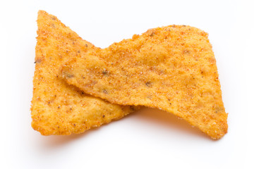 Nachos chips, isolated on white background.