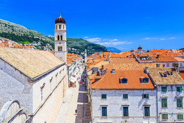 Fototapeta premium Dubrovnik, Croatia. Famous Placa (Stradun) street from the city walls.