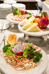  coldcut and cheese plate at restaurant on a counter