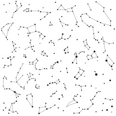 Naklejka premium constellation sky night pattern bnw