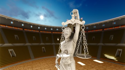 Themis with scale and sword 3d rendering