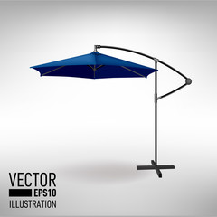 Blue open umbrella for garden and beach cafe. Vector illustration
