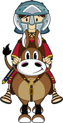 Cartoon Roman Centurion Riding Horse