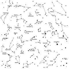 constellation sky night pattern bnw - obrazy, fototapety, plakaty