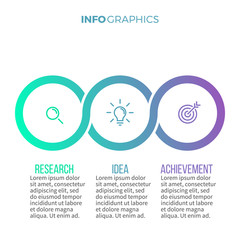 Business infographics. Timeline with with 3 options, circles.