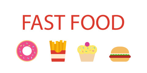 Fast food flat design icons set.