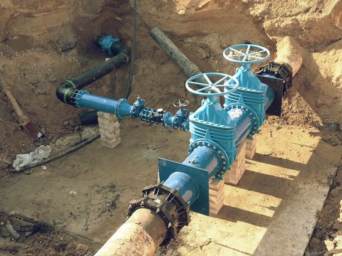 Reconstruction of main City water supply pipeline in underground.