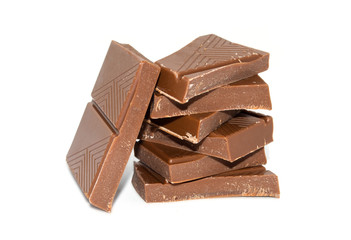 Chocolate blocks isolated on white background