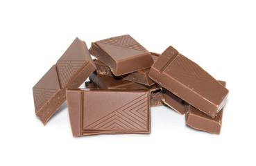 Chocolate blocks isolated on white background