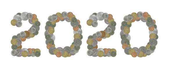 2020 – Coins on white background