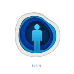 Paper art style man symbol