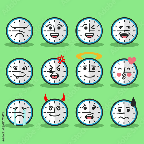 "Flat clock emojis" fichier vectoriel libre de droits sur la banque d