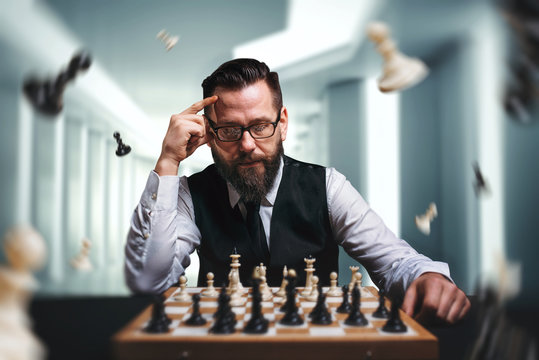 Chess Player is Thinking about the Next Chess Move Stock Photo - Image of  serious, july: 186520844