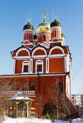 Obraz premium Moscow, Znamensky Cathedral in Znamensky monastery on Varvarka street in winter 