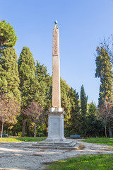 Obraz premium Rome, Italy. Egyptian obelisk at Villa Celimontana