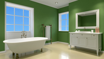 Small, modern bathroom interior. 3d rendering