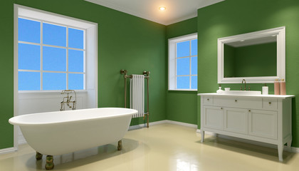 Naklejka na ściany i meble Small, modern bathroom interior. 3d rendering