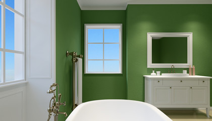 Beautiful master bathroom with shower. 3d rendering