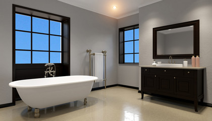 Fototapeta na wymiar pano interior of modern bathroom. 3d rendering
