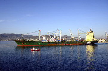 Greece, bulk carrier in Volos harbor