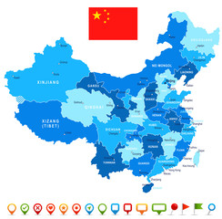 Naklejka premium China - map and flag - illustration