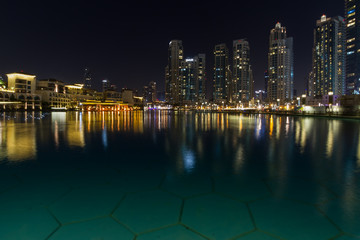 Dubai City view over the lake 