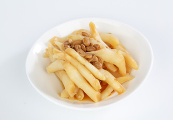 Pickled ginger isolated on white background
