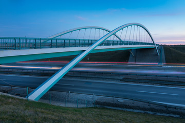 modern bridge over the highway, evening light,Nitra, Slovakia