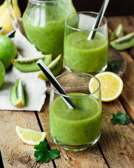 Green smoothies with fruits
