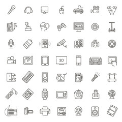 Set of smart devices and gadgets, computer equipment and electronics