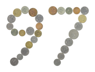 97 – Coins on white background