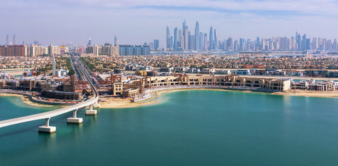 A beautiful view of the bay with skyscrapers in the distance