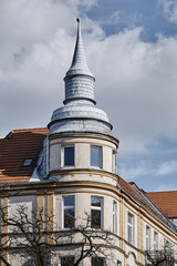 Fototapeta premium Art Nouveau facade and turret of the building in Poznan.