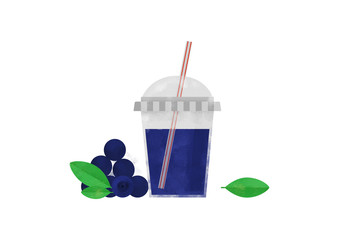 Blueberry smoothie. Coctail. Flat design