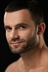 Obraz premium Closeup Portrait Of Handsome Sexy Man With Beautiful Face