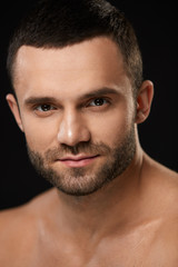 Obraz premium Closeup Portrait Of Handsome Sexy Man With Beautiful Face