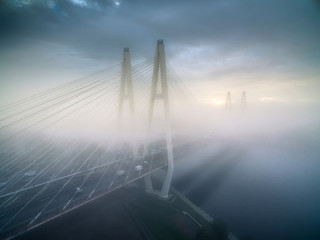 Fototapeta premium The bridge in the fog. St. Petersburg.