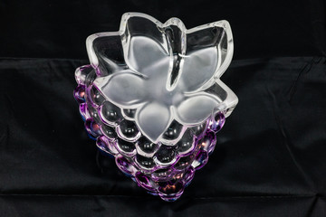 crystal dish shaped like grapes (nine inches high, five wide)