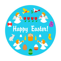 Easter background on blue