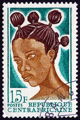 Postage stamp Central African Republic 1967 African Hair Style
