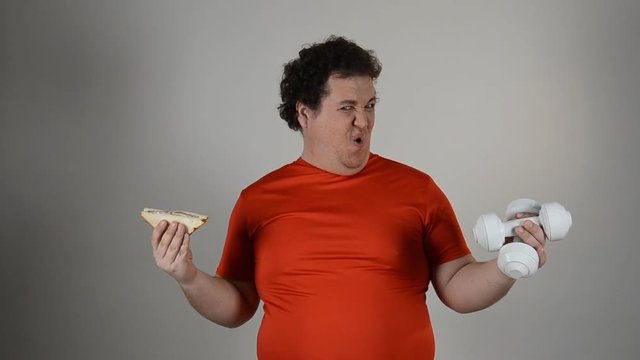 Diet and fitness. Funny fat guy.