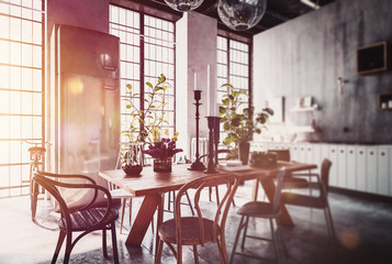 Dining room in spacious modern home