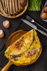 Abwaschbare Fototapete Ham and egg omelette © Stepanek Photography