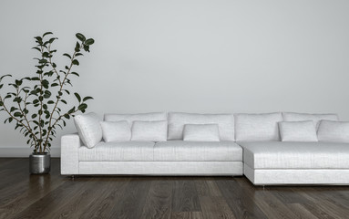 Large multi seat white modular couch with cushions