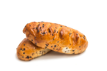 Bun with chocolate drops isolated