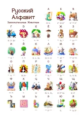 Deurstickers Robot Russian Alphabet series of Amusing Animals. All 33 letters in one poster file