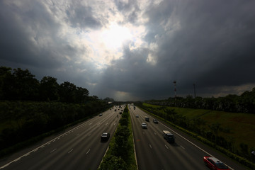 Stormy afternoon along the Tampines Expressway in Singapore