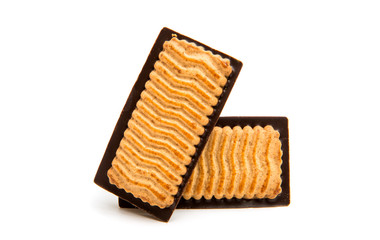 Cookies in chocolate isolated